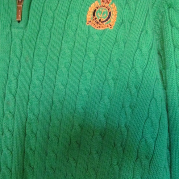 Polo Ralph Lauren Zip Up Sweater Cable Knit Green - Picture 8 of 8